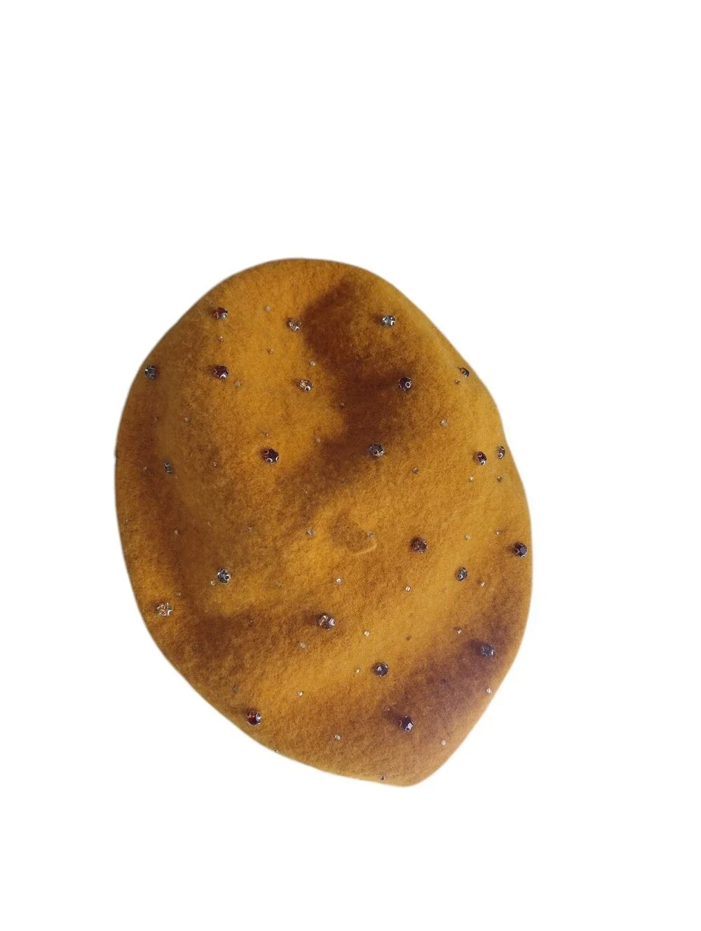 Embellished Mustard Felt Beret - Women Accessories